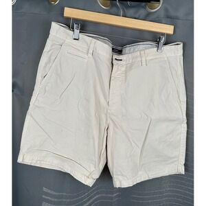 Johnnie-O Mens Flat Front Chino Shorts Stone Beige Size 36 Cotton Blend Stretch